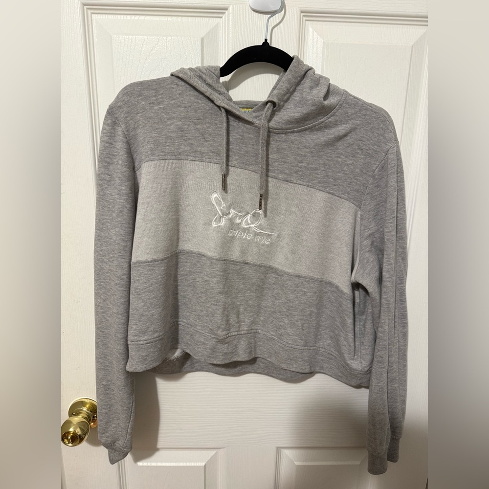 Triple5Soul Crop Grey Hoodie Top